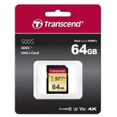 Original Transcend 500S 64GB SDXC Memory Card (TS64GSDC500S)