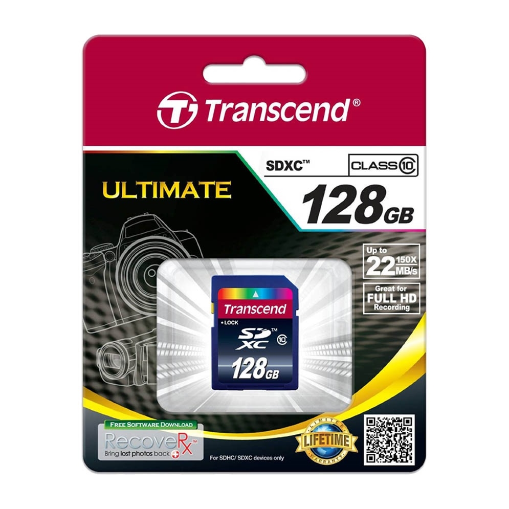 Original Transcend Class 10 128GB SDXC Memory Card (TS128GSDXC10)