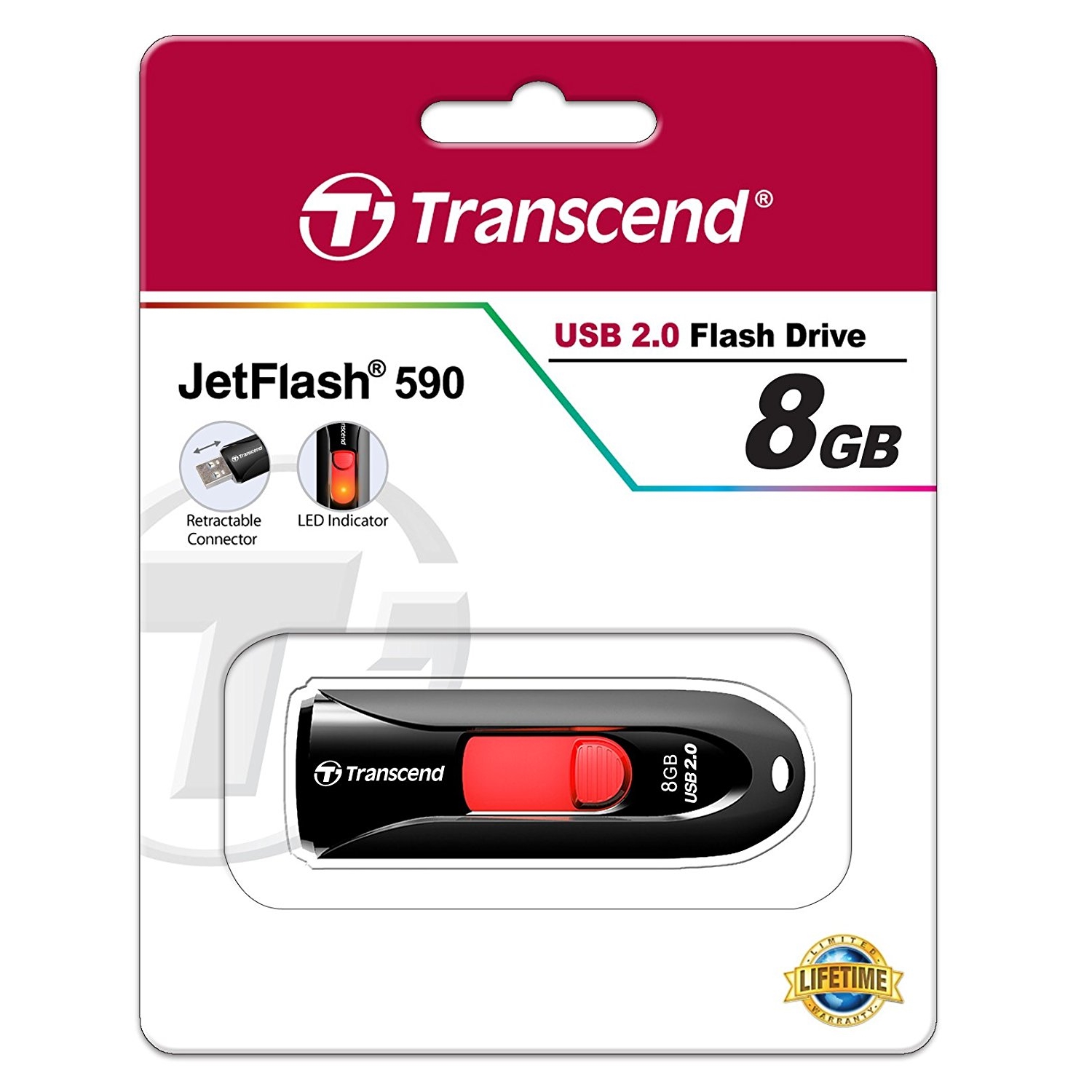 Original Transcend JetFlash 590 8GB USB 2.0 Flash Drive (TS8GJF590K)