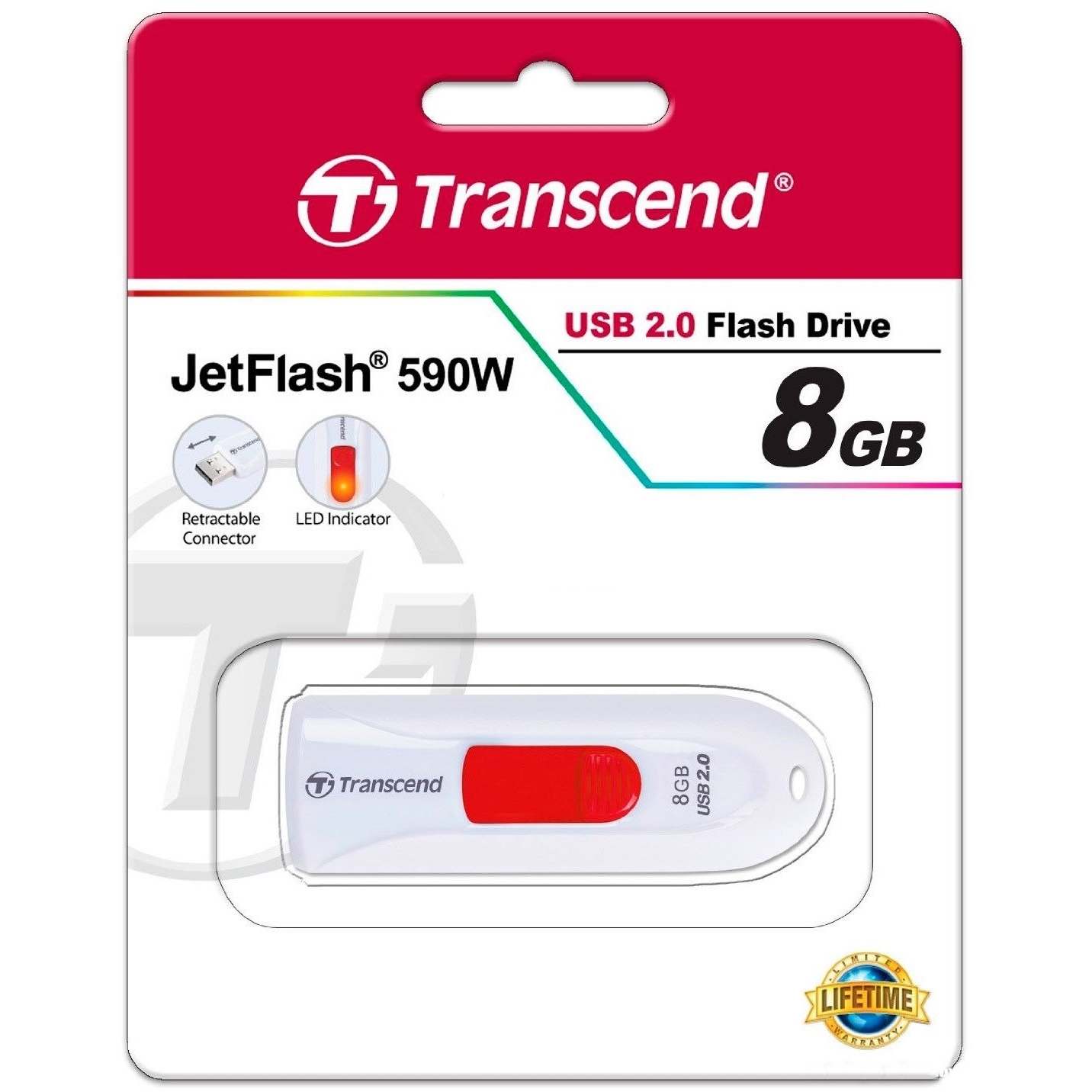 Original Transcend JetFlash 590 8GB USB 2.0 Flash Drive (TS8GJF590W)