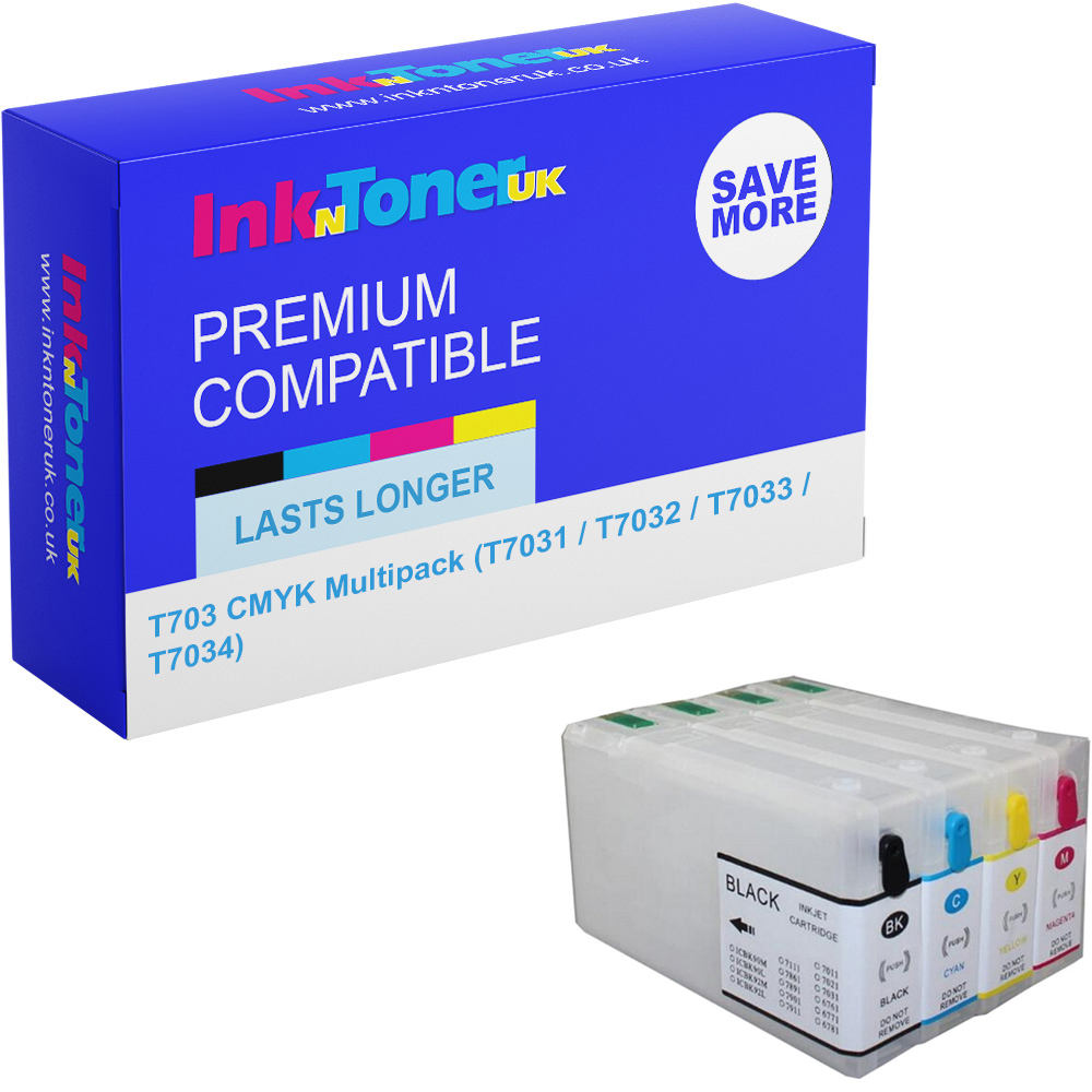 Premium Compatible Epson T703 CMYK Multipack Ink Cartridges (T7031 / T7032 / T7033 / T7034)