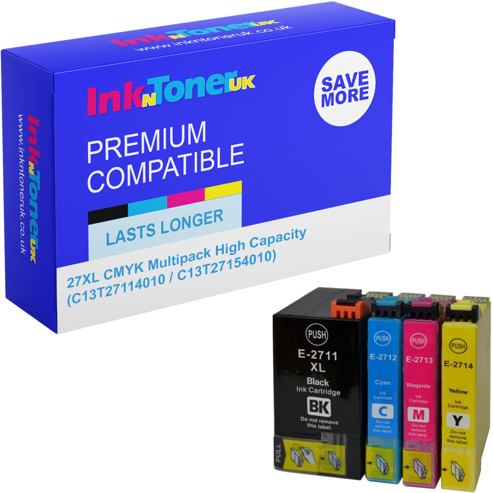 Premium Compatible Epson 27XL CMYK Multipack High Capacity Ink Cartridges (C13T27114010 / C13T27154010) T2711 & T2715 Alarm Clock