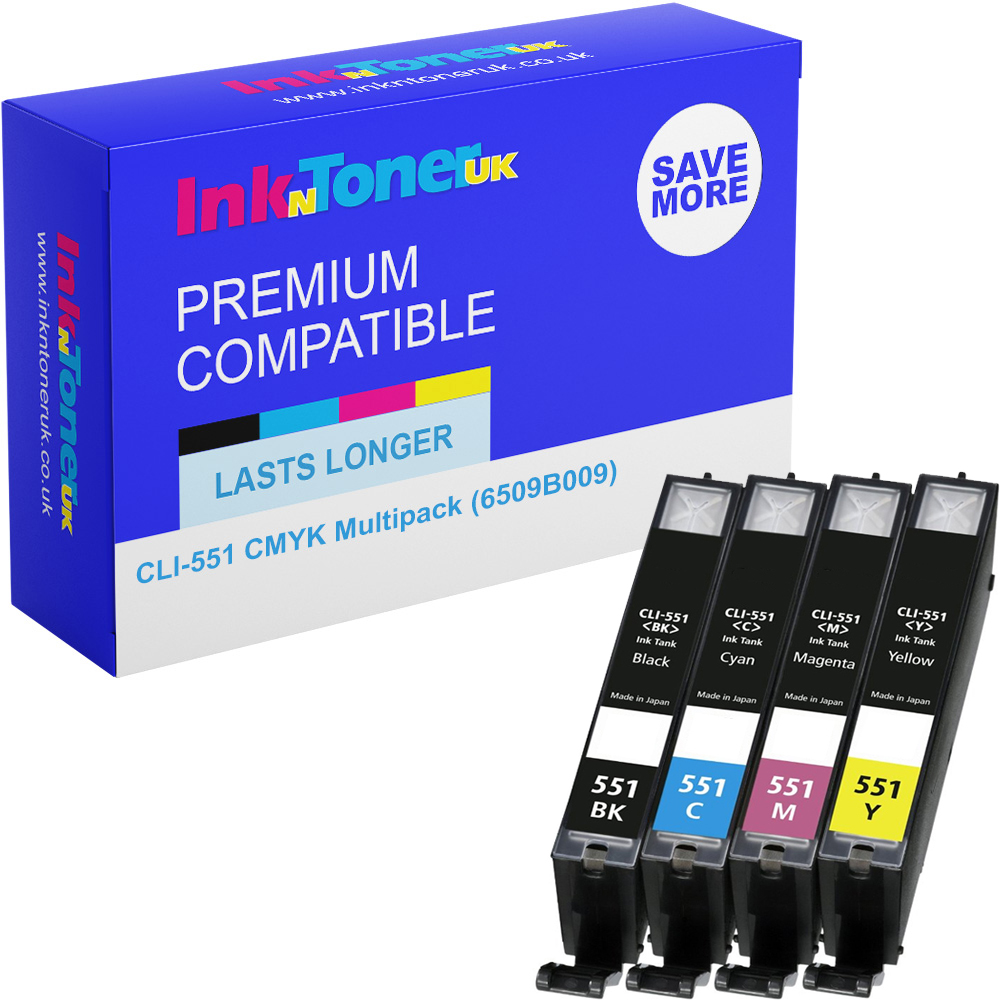 Premium Compatible Canon CLI-551 CMYK Multipack Ink Cartridges (6509B009)