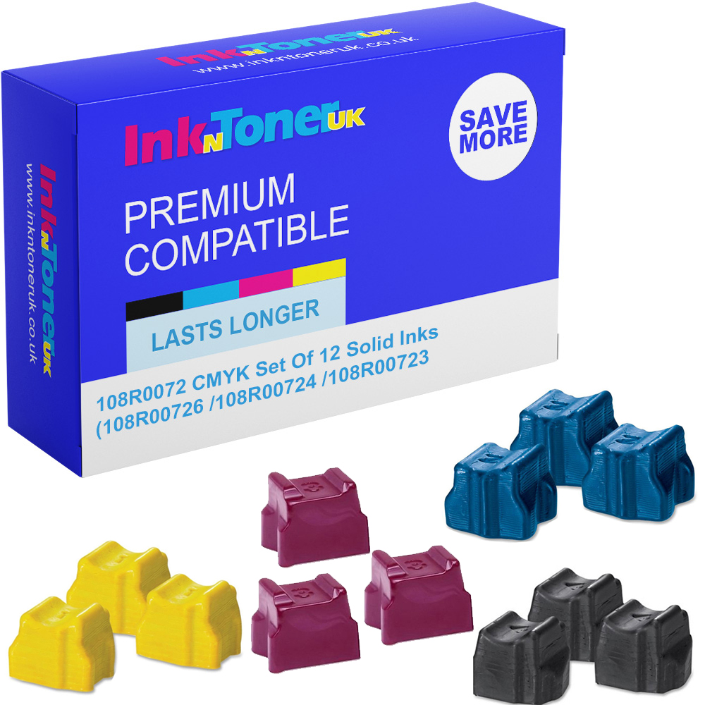 Premium Compatible Xerox 108R0072 CMYK Multipack Set Of 12 Solid Inks (108R00726 /108R00724 /108R00723 /108R00725)