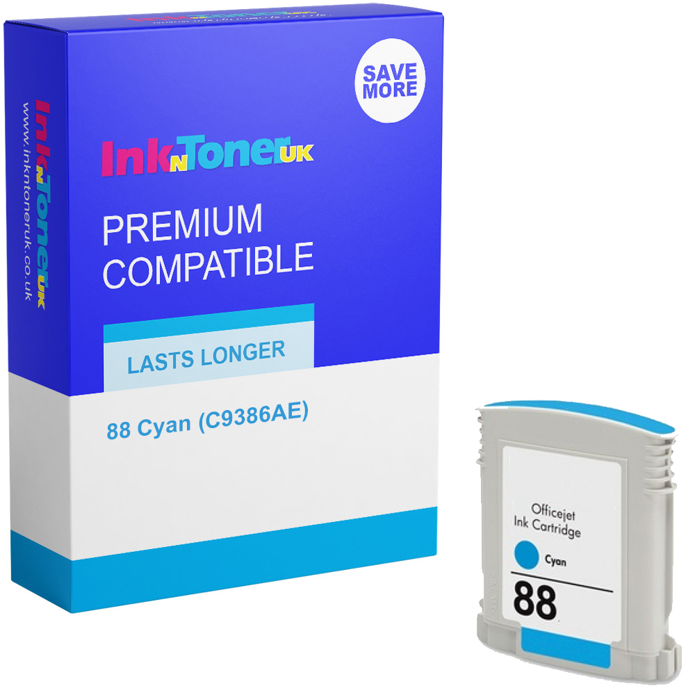 Premium Compatible HP 88 Cyan Ink Cartridge (C9386AE)
