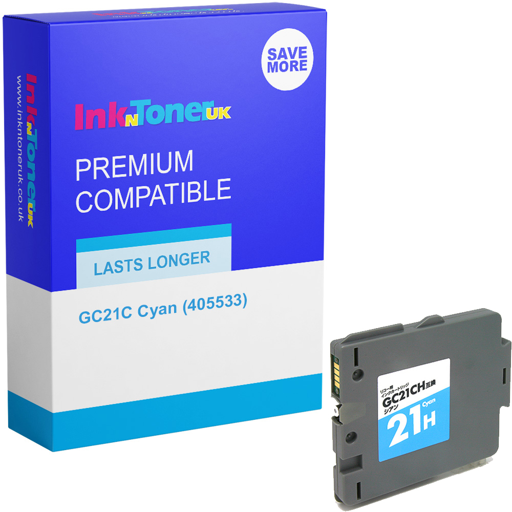 Premium Compatible Ricoh GC21C Cyan Gel Ink Cartridge (405533)