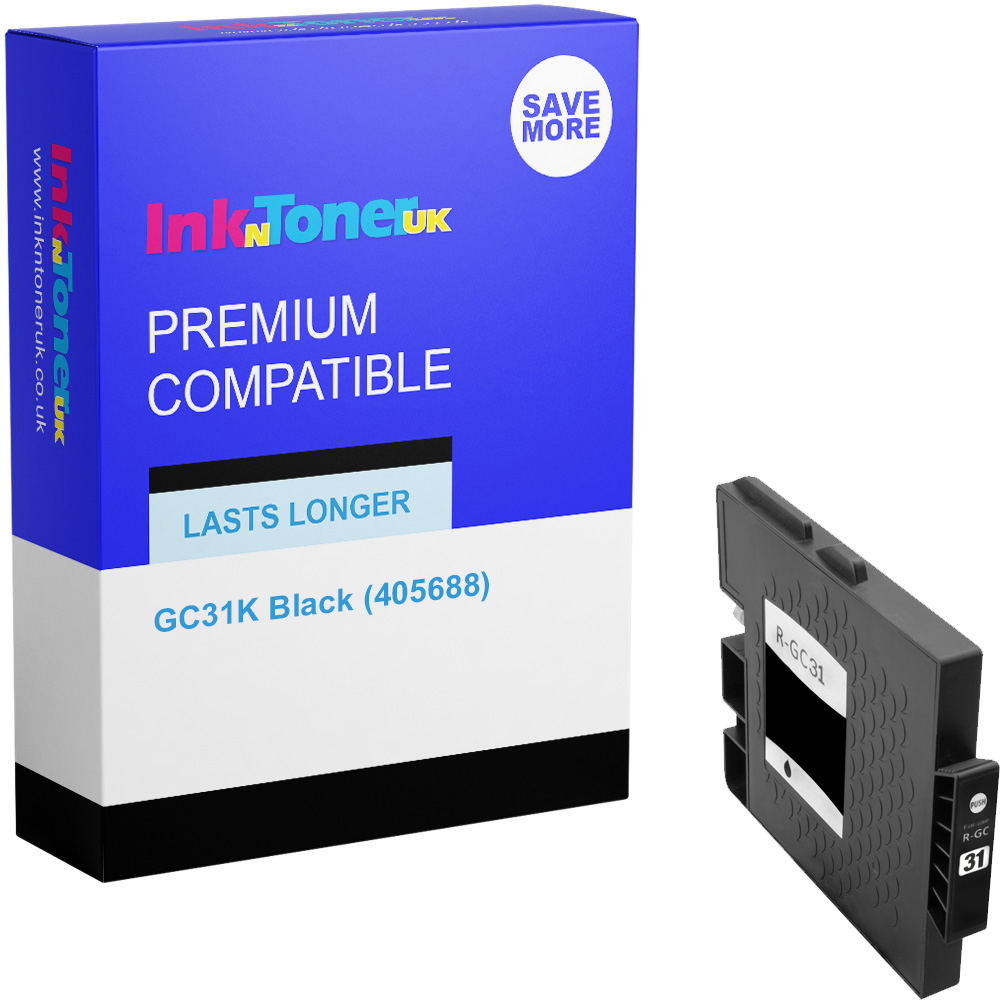 Premium Compatible Ricoh GC31K Black Gel Ink Cartridge (405688)