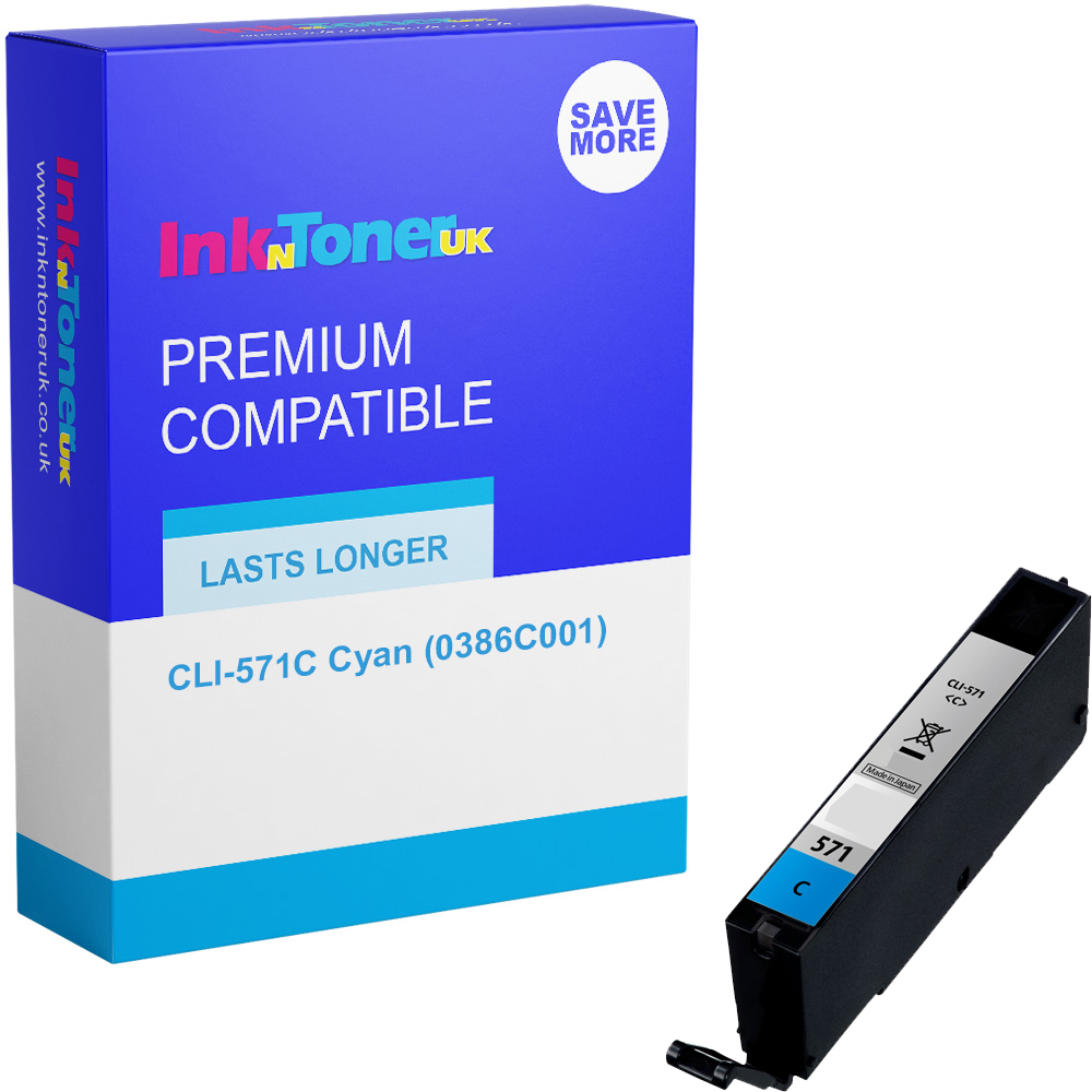 Premium Compatible Canon CLI-571C Cyan Ink Cartridge (0386C001)