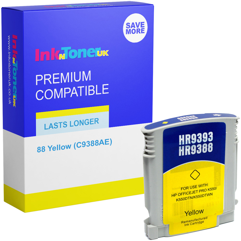 Premium Compatible HP 88 Yellow Ink Cartridge (C9388AE)