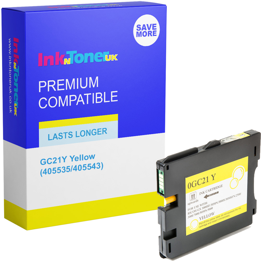Premium Compatible Ricoh GC21Y Yellow Gel Ink Cartridge (405535/405543)