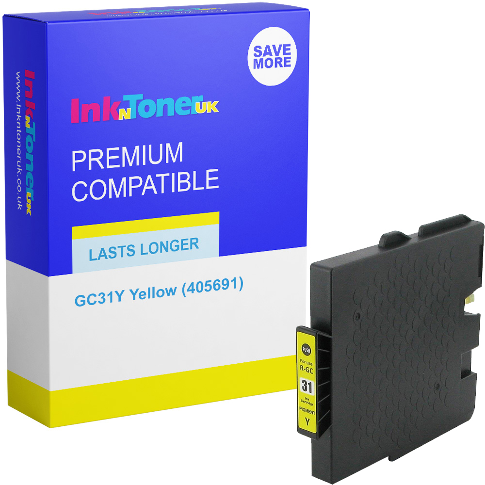 Premium Compatible Ricoh GC31Y Yellow Gel Ink Cartridge (405691)