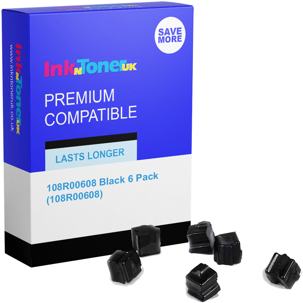 Premium Compatible Xerox 108R00608 Black 6 Pack Solid Ink (108R00608)