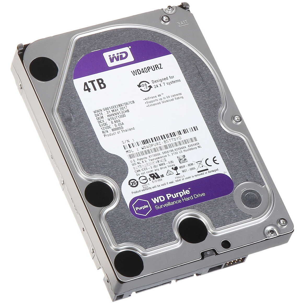 Original WD Int 4TB Purple Sata 3.5 Inch HDD (WD40PURZ)