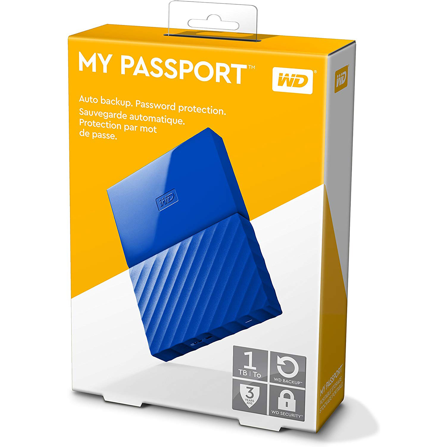 Original Western Digital My Passport 1TB Blue USB 3.0 External Hard Drive (WDBYNN0010BBL-WESN)
