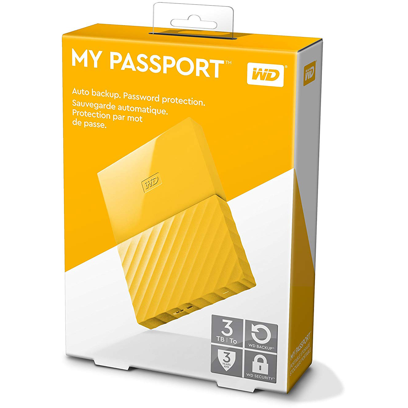Original Western Digital My Passport 3TB Yellow USB 3.0 External Hard Drive (WDBYFT0030BYL-WESN)