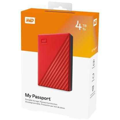 Original Western Digital 4TB My Passport Red USB 3.2 Gen 1 External Hard Drive (WDBPKJ0040BRD-WESN)