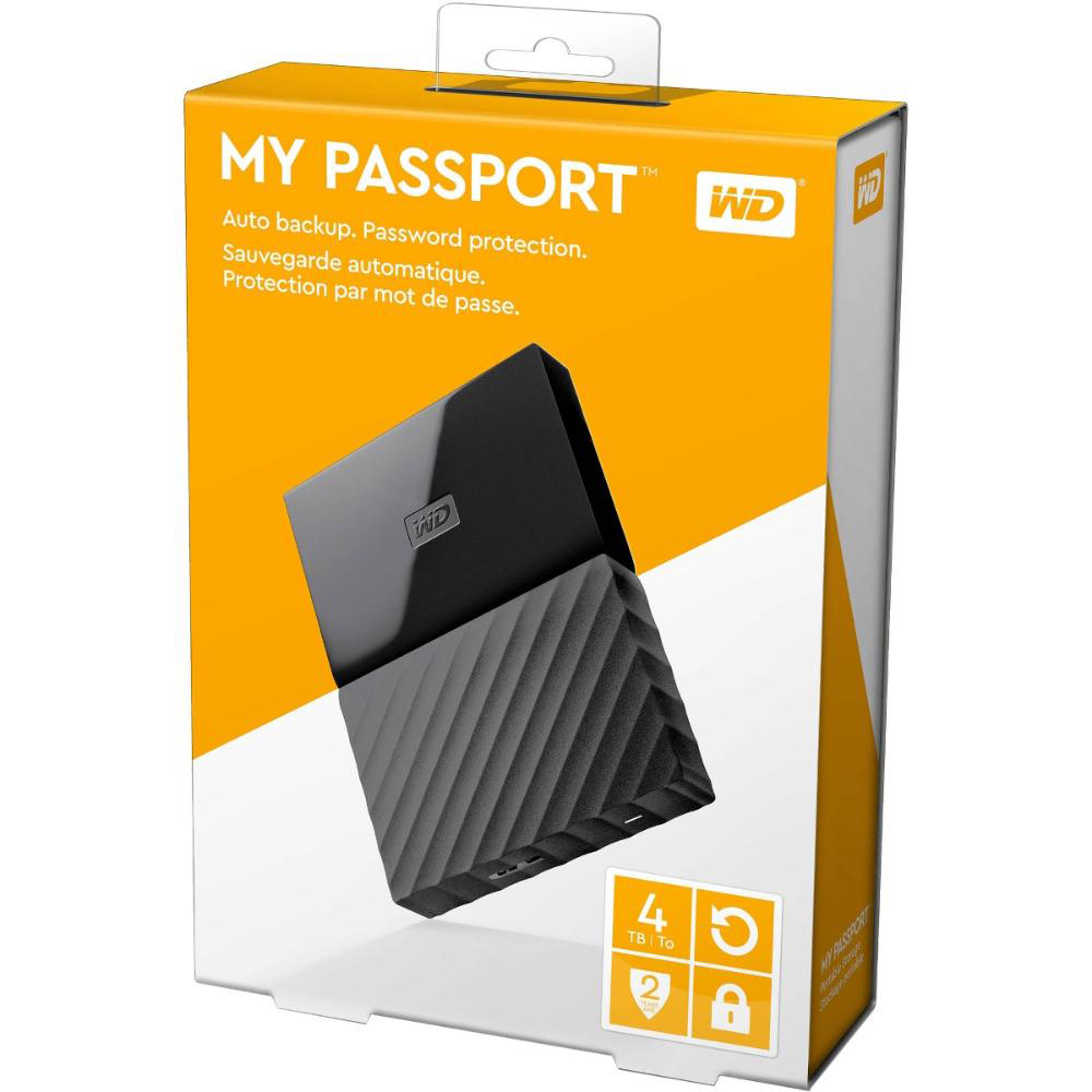 Original Western Digital My Passport 4TB Black USB 3.0 External Hard Drive (WDBYFT0040BBKWE)