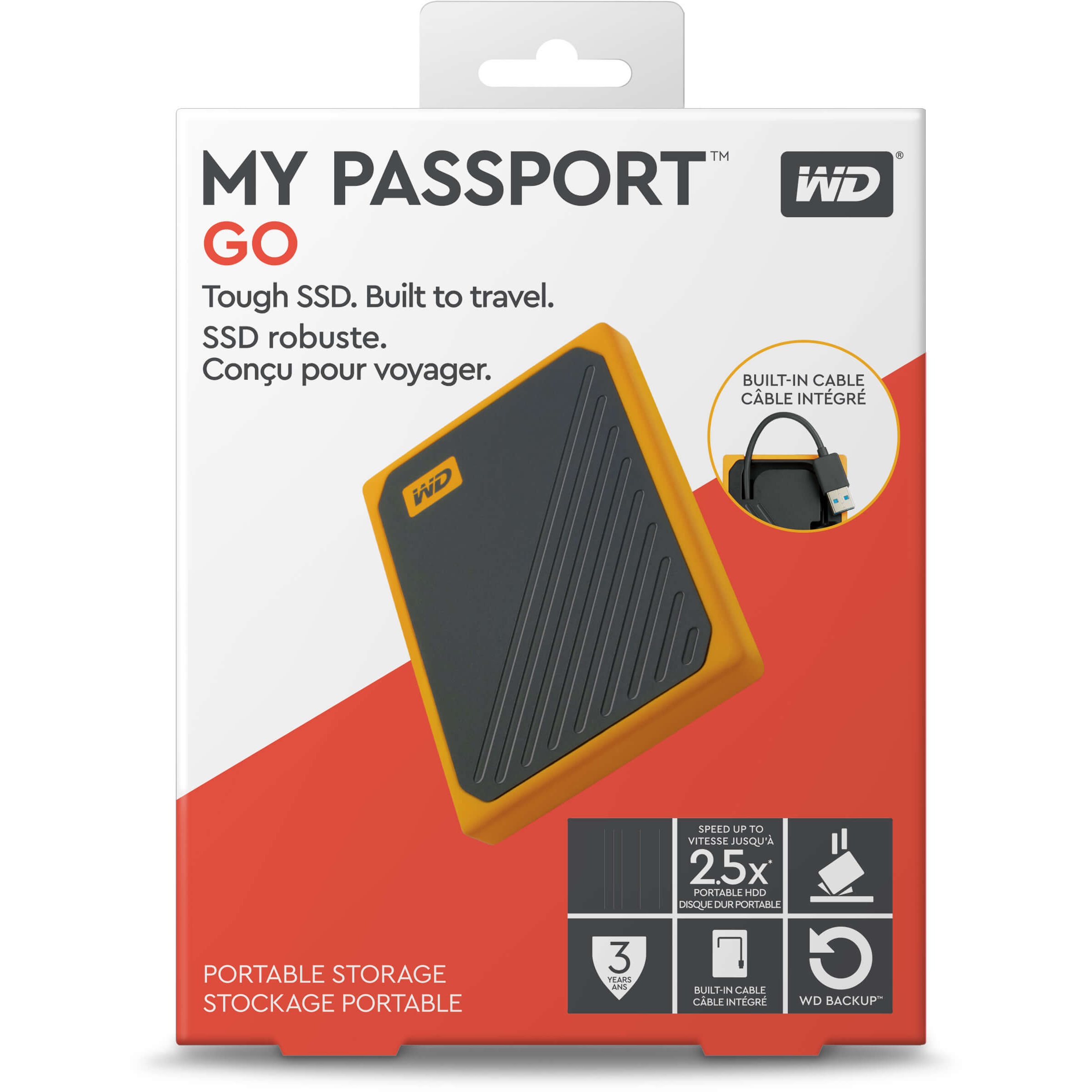 Original Western Digital My Passport Go 2TB Black/Amber External SSD Drive (WDBMCG0020BYT-WE)
