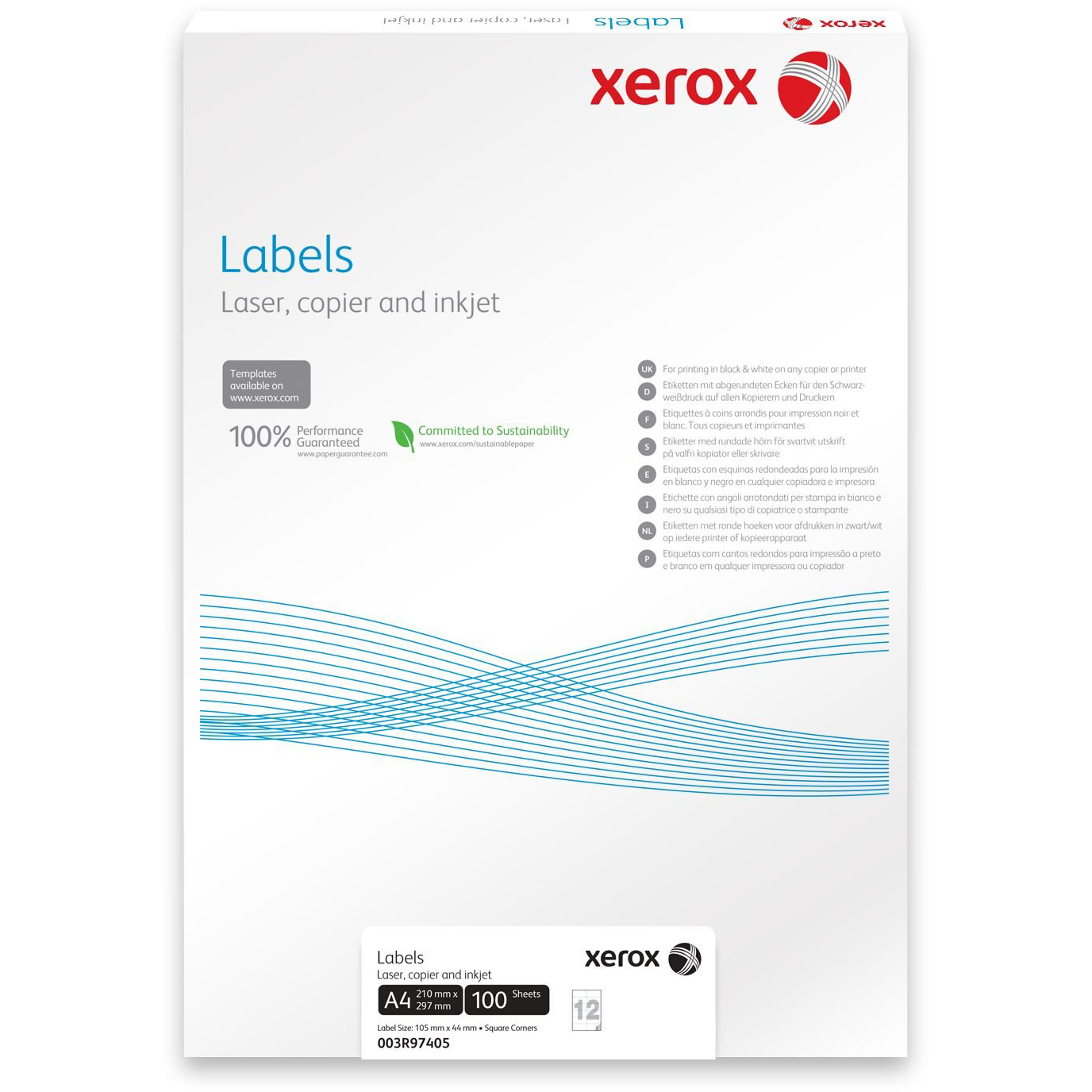 Original Xerox A4 63x38mm White Permananet Rounded Corners Labels - 100 sheets (003R96298)