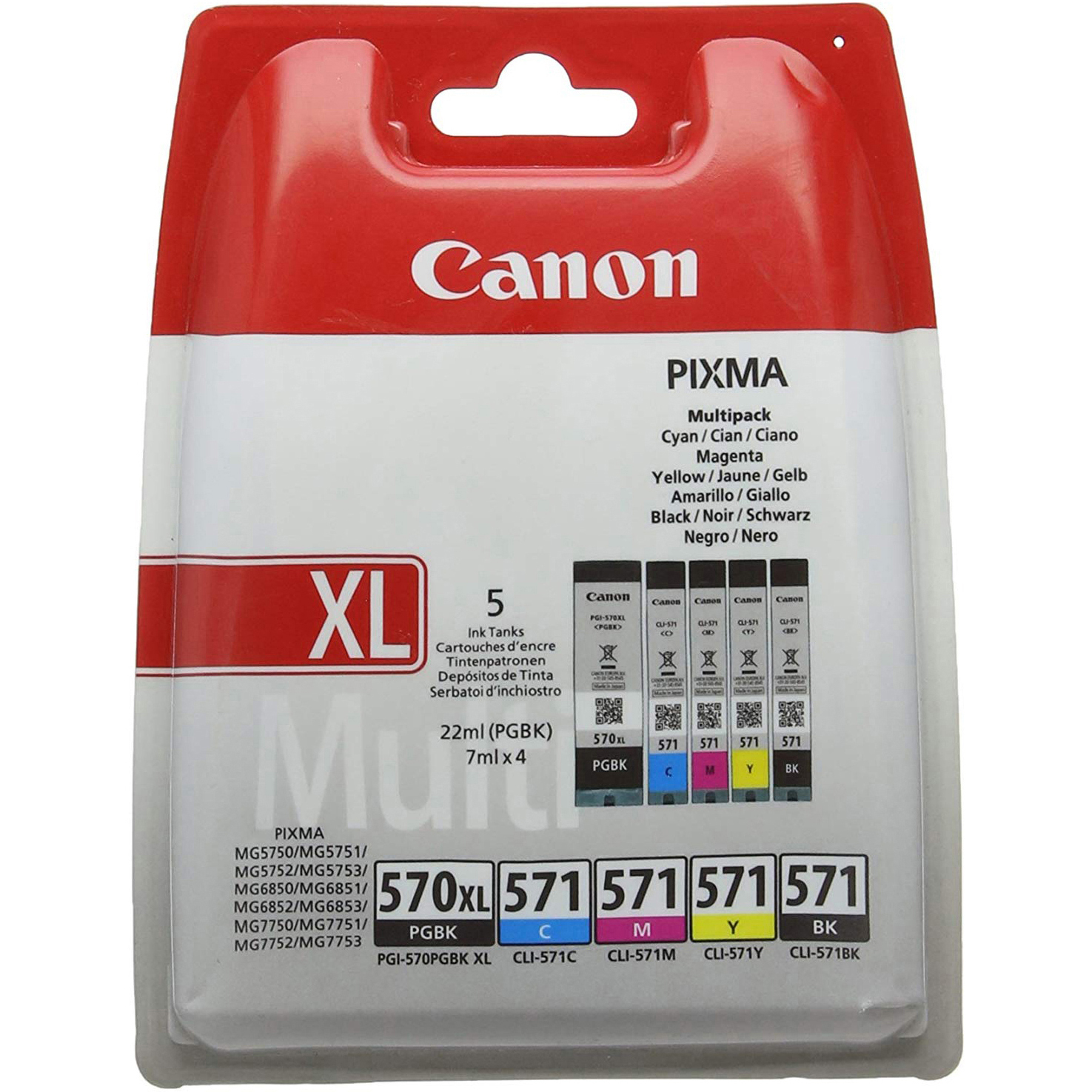 Original Canon PGI-570PGBKXL / CLI-571 C, M, Y, K Multipack Ink Cartridges (0318C004)