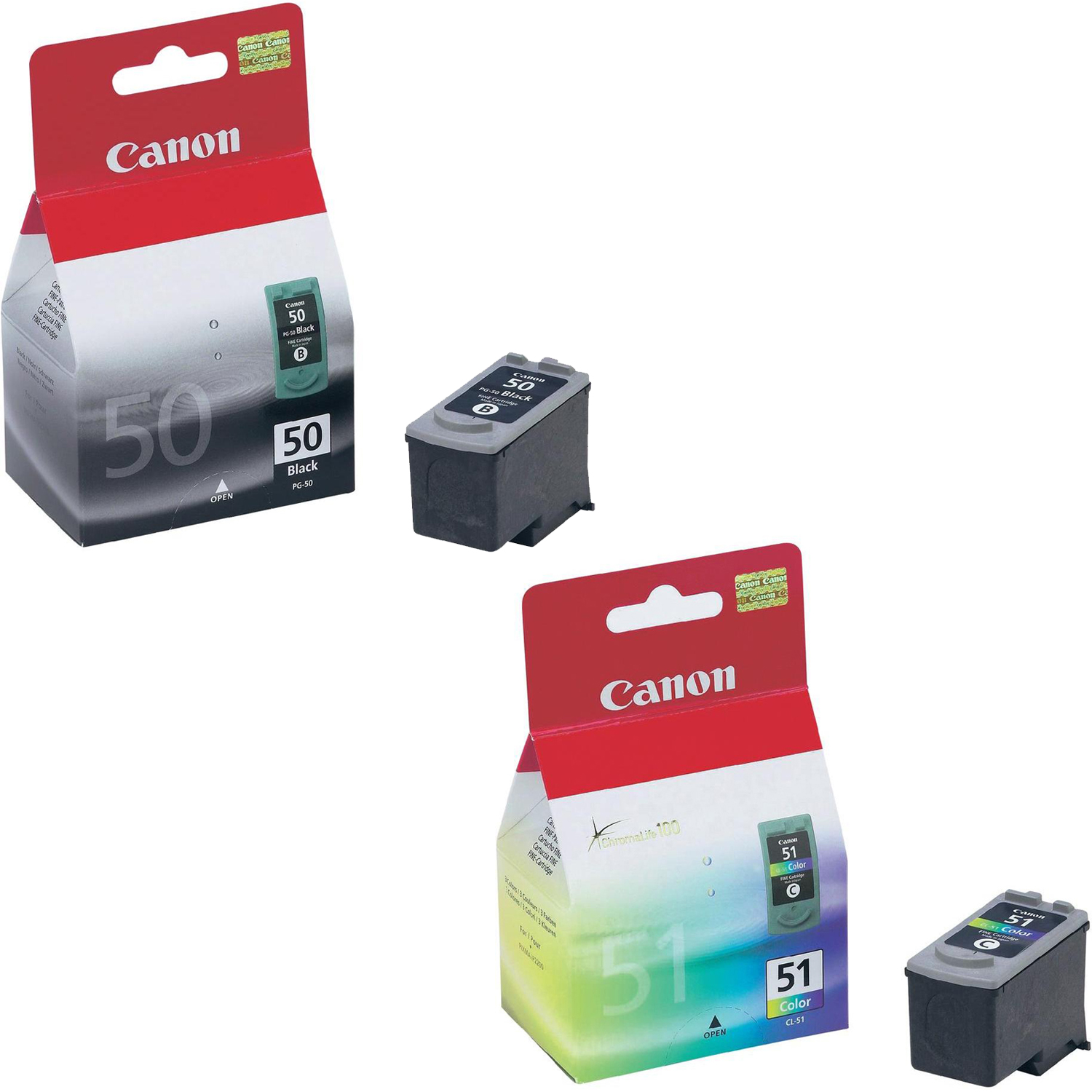 Original Canon PG-50 / CL-51 Black & Colour Combo Pack High Capacity Ink Cartridges (0616B001 & 0618B001)