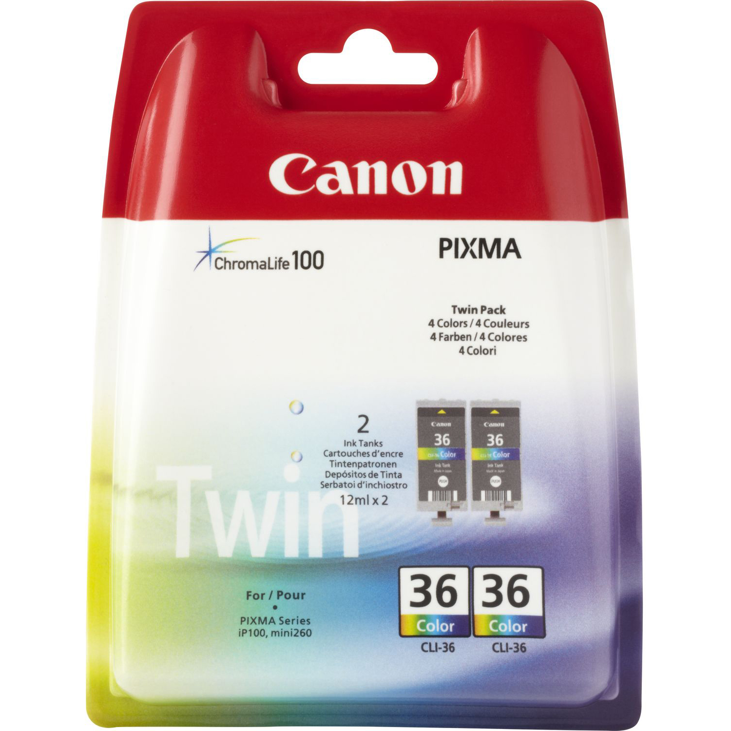 Original Canon CLI-36 Colour Twin Pack Ink Cartridges (1511B018)