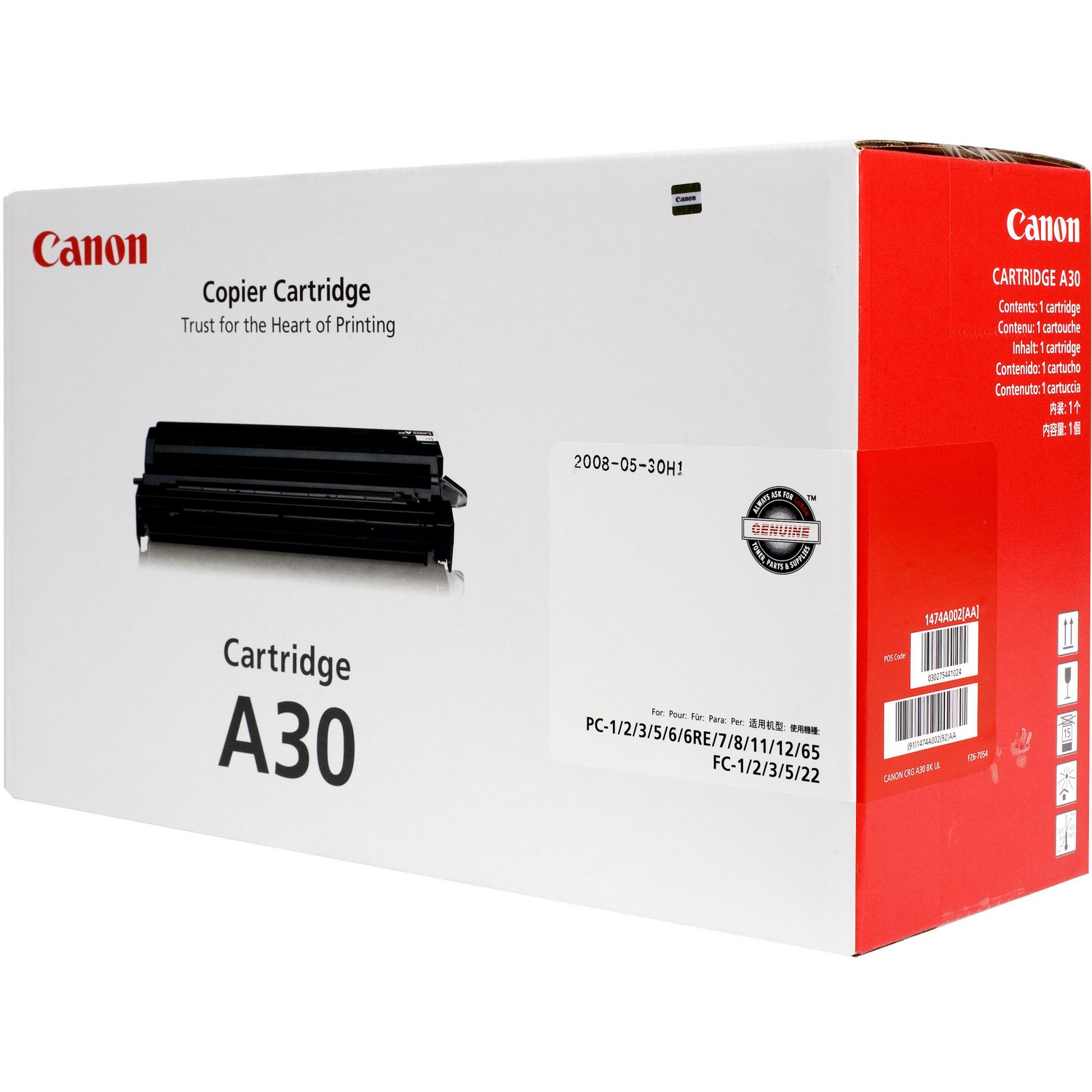 Original Canon A30 Black Toner Cartridge (1474A003AA)
