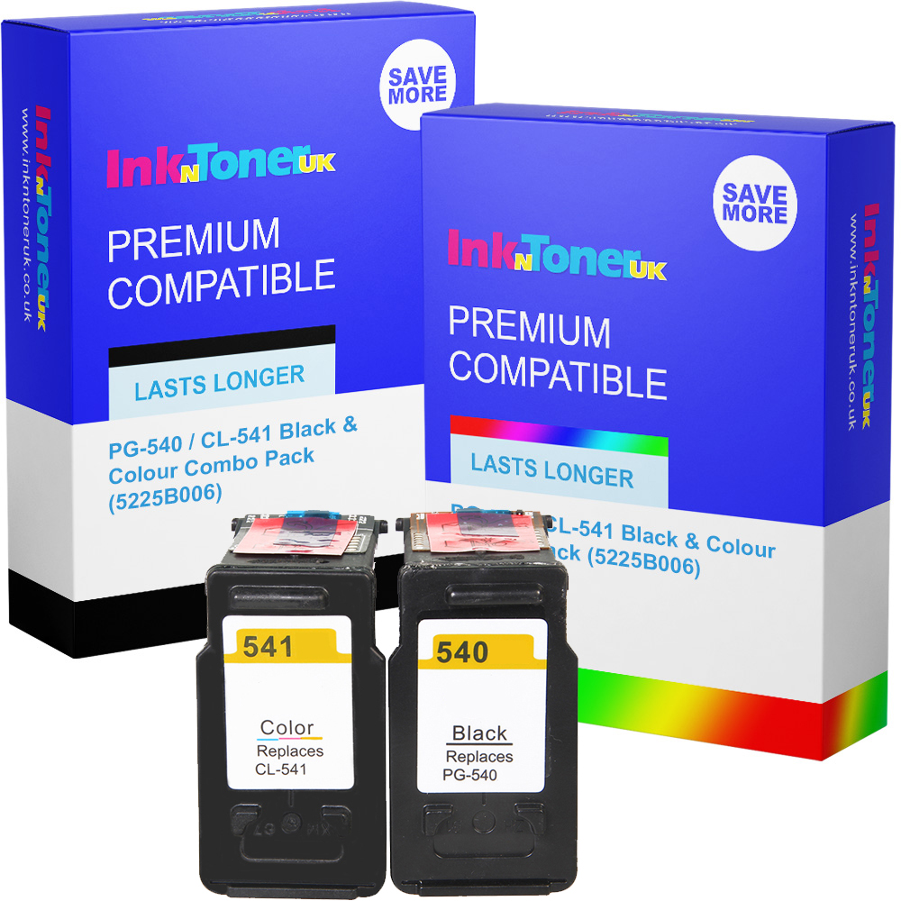 Premium Remanufactured Canon PG-540 / CL-541 Black & Colour Combo Pack Ink Cartridges (5225B006)