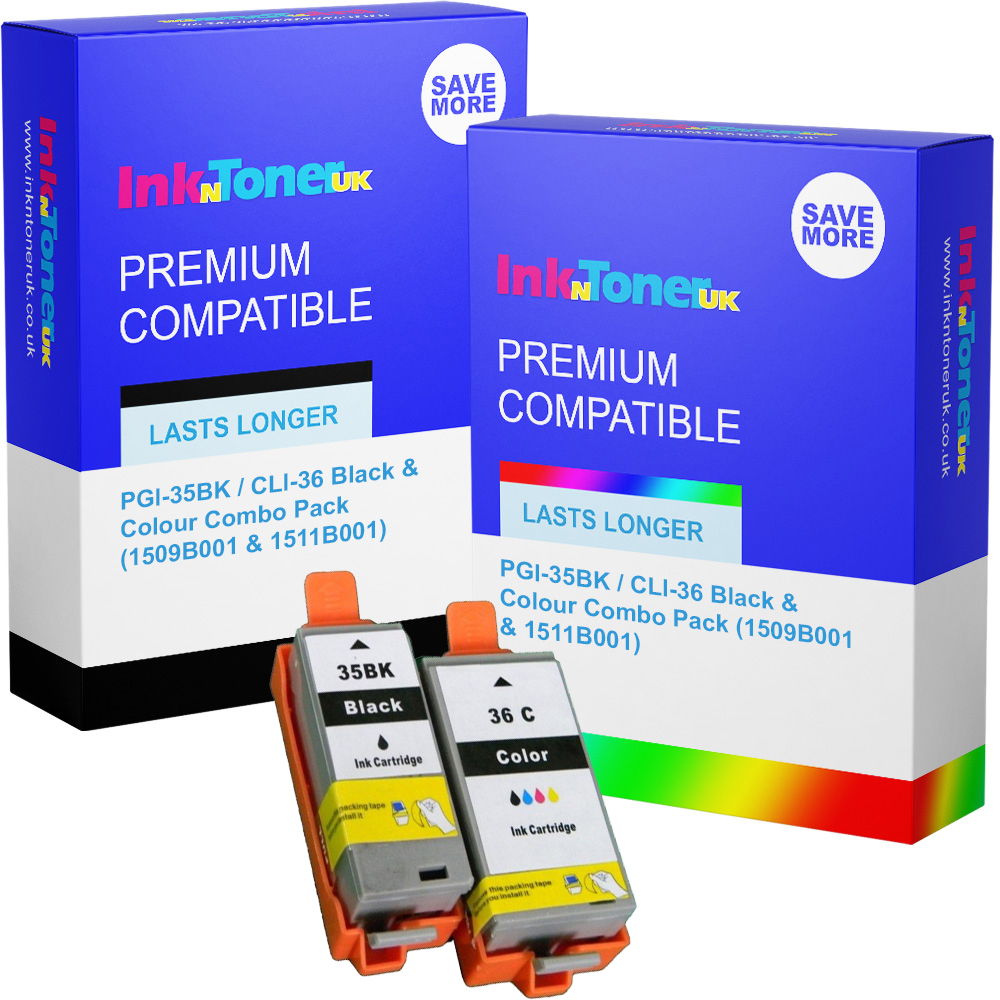 Premium Compatible Canon PGI-35BK / CLI-36 Black & Colour Combo Pack Ink Cartridges (1509B001 & 1511B001)