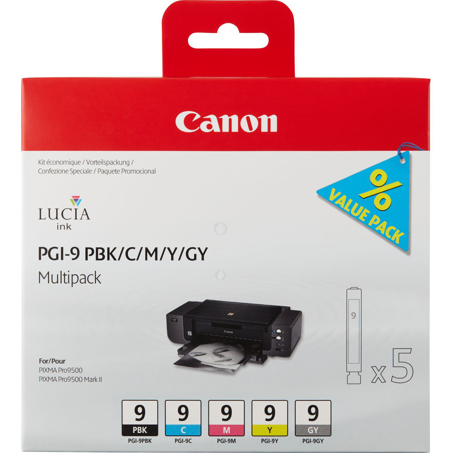 Original Canon PGI-9 PBK, C, M, Y, G Multipack Ink Cartridges (1034B013)