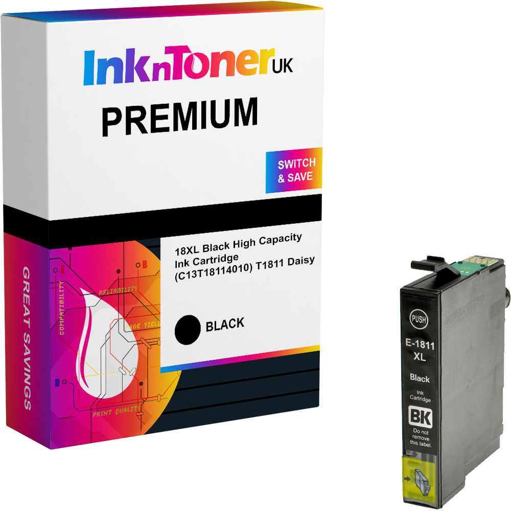 Premium Compatible Epson 18XL Black High Capacity Ink Cartridge (C13T18114010) T1811 Daisy