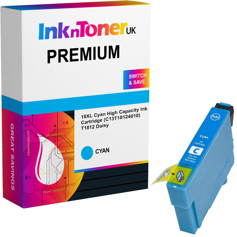 Premium Compatible Epson 18XL Cyan High Capacity Ink Cartridge (C13T18124010) T1812 Daisy