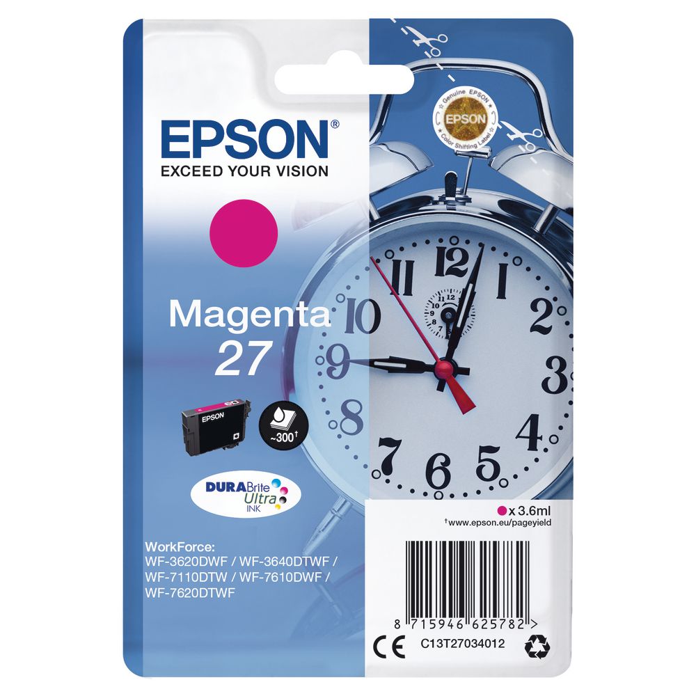 Original Epson 27 Magenta Ink Cartridge (C13T27034010) T2703 Alarm Clock