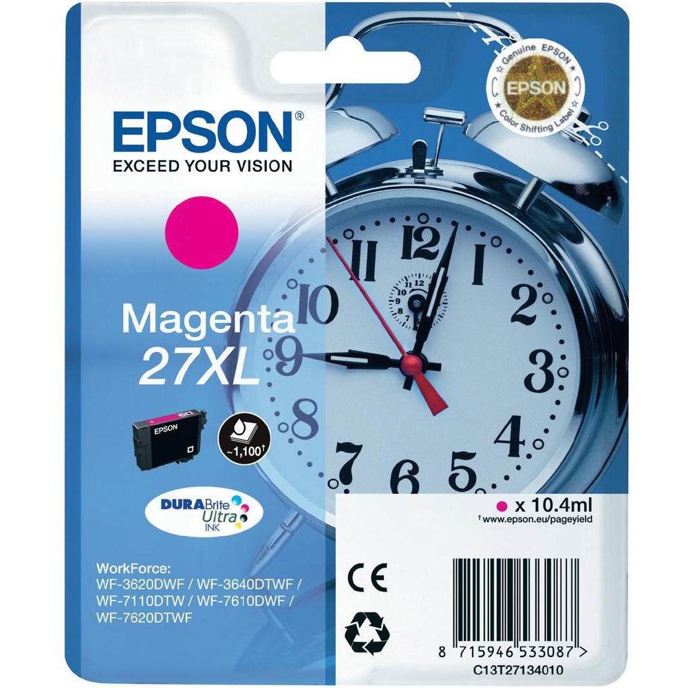 Original Epson 27XL Magenta High Capacity Ink Cartridge (C13T27134010) T2713 Alarm Clock