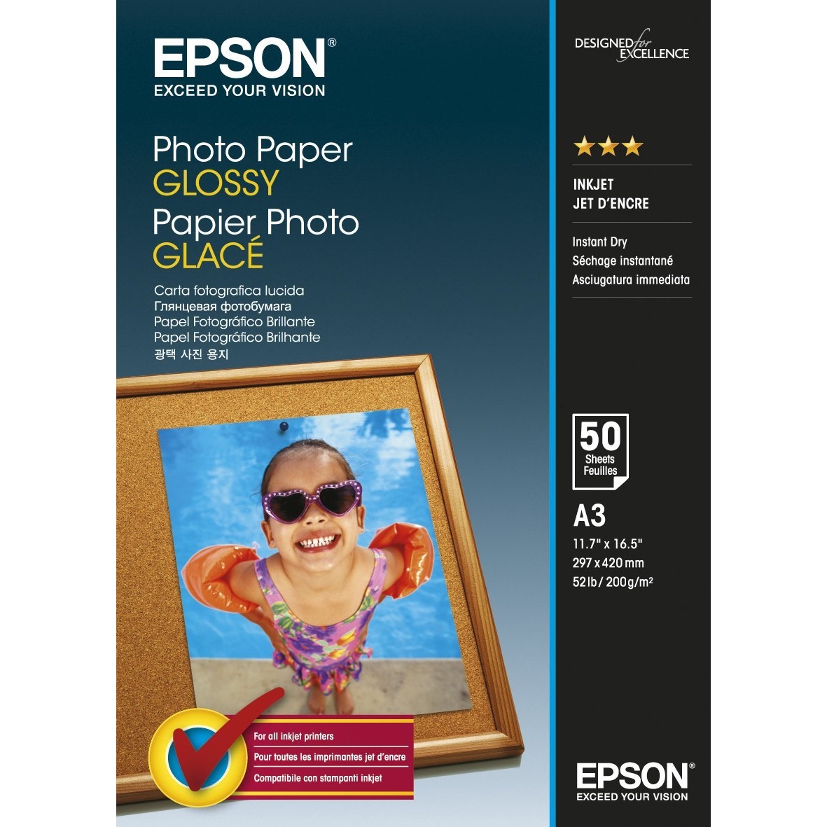 Original Epson S042537 200gsm A3 Photo Paper - 50 Sheets (C13S042537)