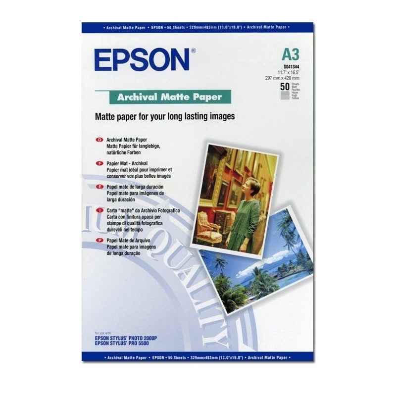 Original Epson S041344 192gsm A3 Photo Paper - 50 Sheets (C13S041344)