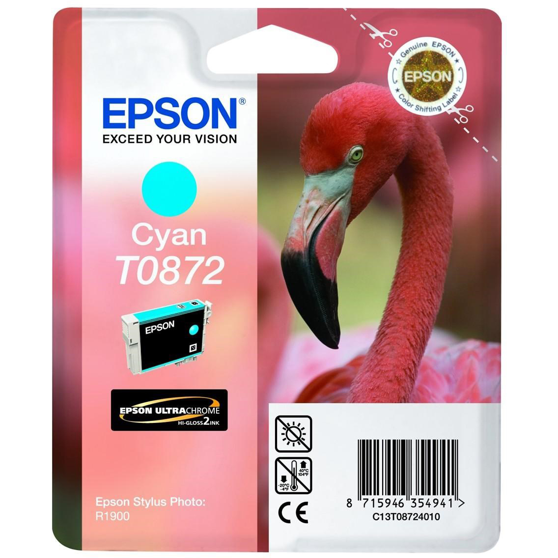 Original Epson T0872 Cyan Ink Cartridge (C13T08724010) Flamingo