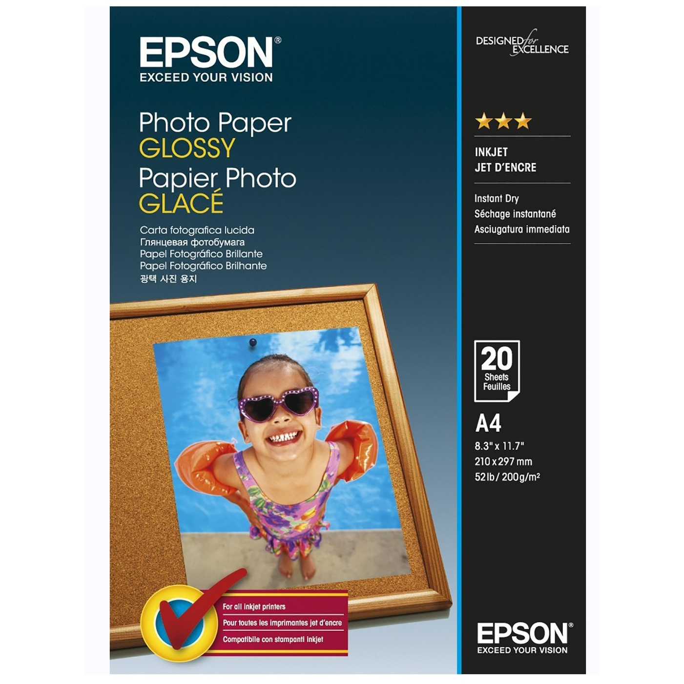 Original Epson S042538 200gsm A4 Photo Paper - 20 Sheets (C13S042538)