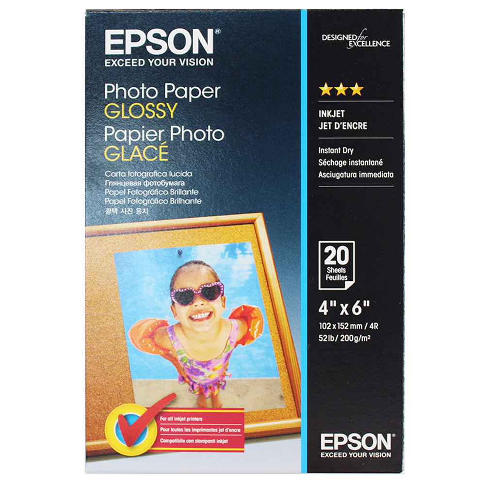 Original Epson S042546 200gsm A6 Photo Paper - 20 Sheets (C13S042546)