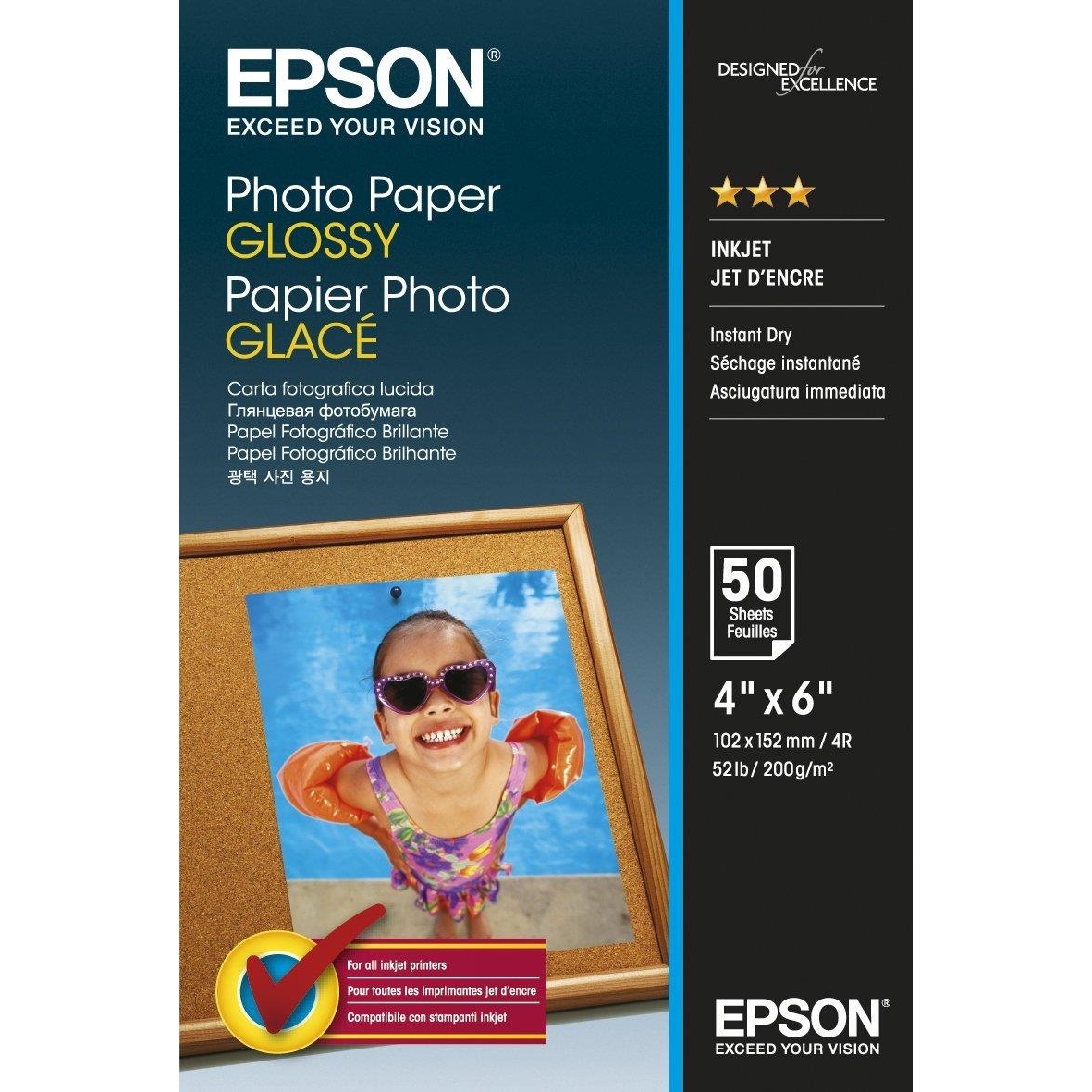 Original Epson S042547 200gsm A6 Photo Paper - 50 Sheets (C13S042547)