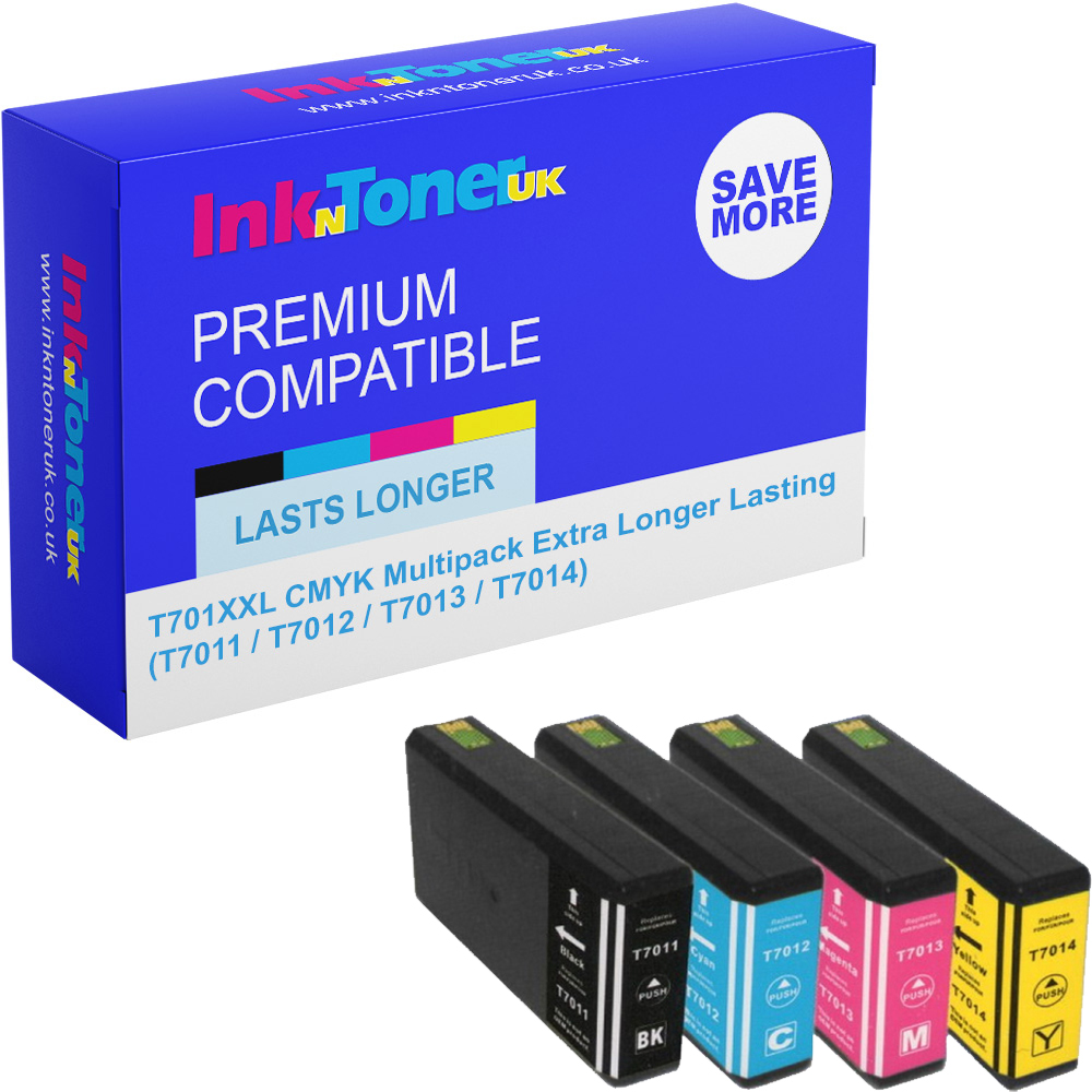 Premium Compatible Epson T701XXL CMYK Multipack Extra Longer Lasting Ink Cartridges (T7011 / T7012 / T7013 / T7014)