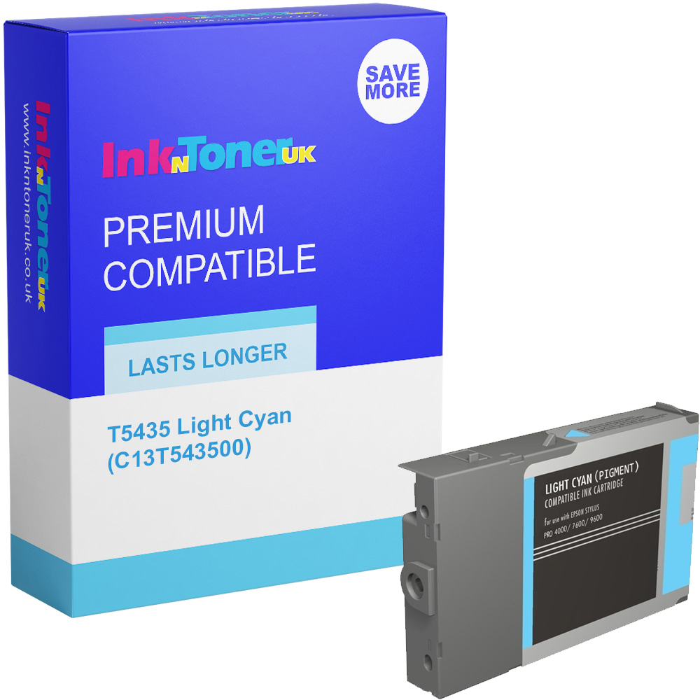Premium Compatible Epson T5435 Light Cyan Dye Ink Cartridge (C13T543500)