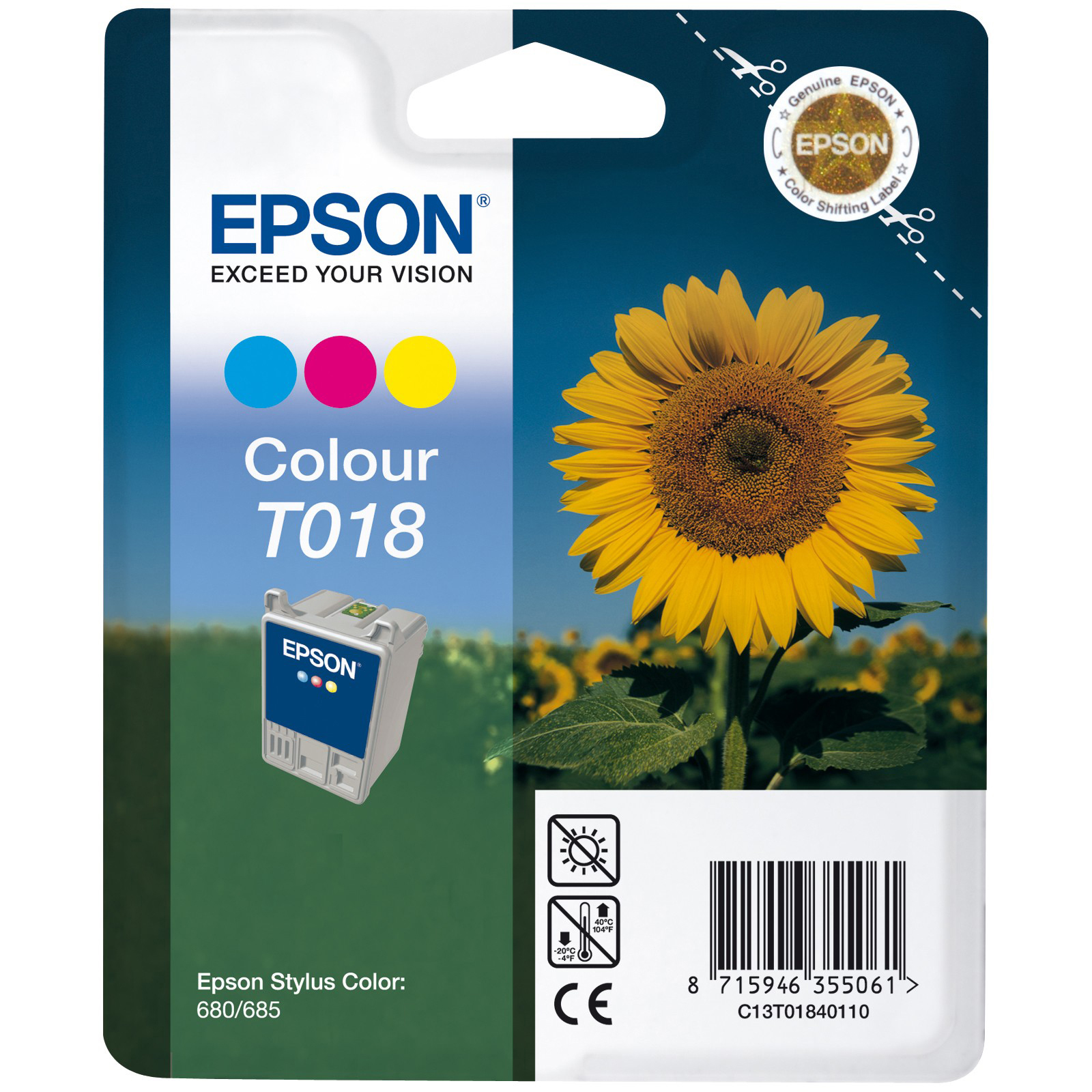 Original Epson T018 Colour Ink Cartridge (C13T01840110)