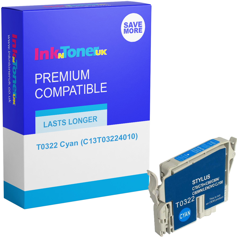 Premium Compatible Epson T0322 Cyan Ink Cartridge (C13T03224010)