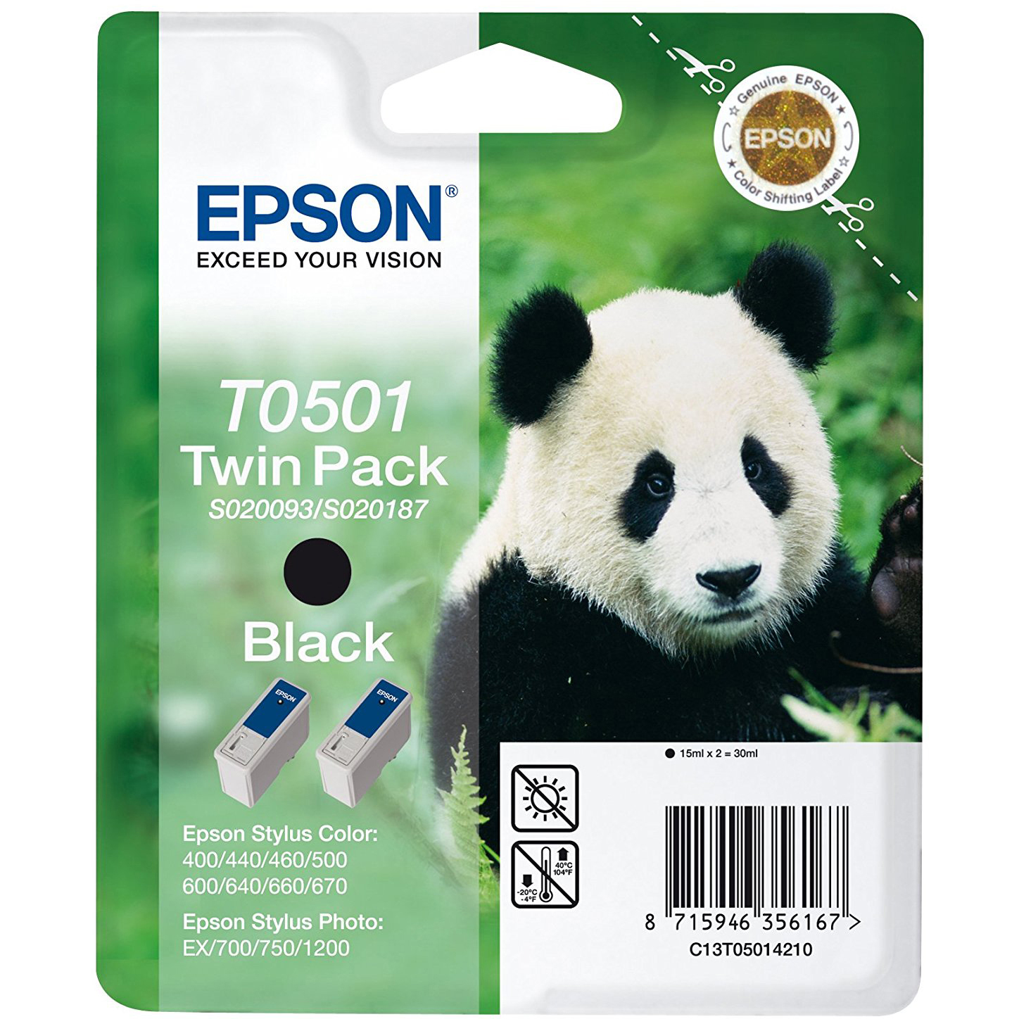 Original Epson T050 Black Twin Pack Ink Cartridges (C13T05014210)