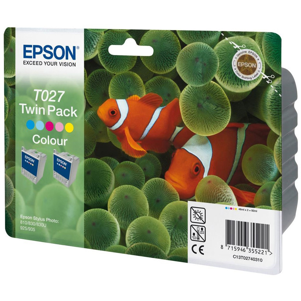 Original Epson T027 Colour Twin Pack Ink Cartridges (C13T02740310)