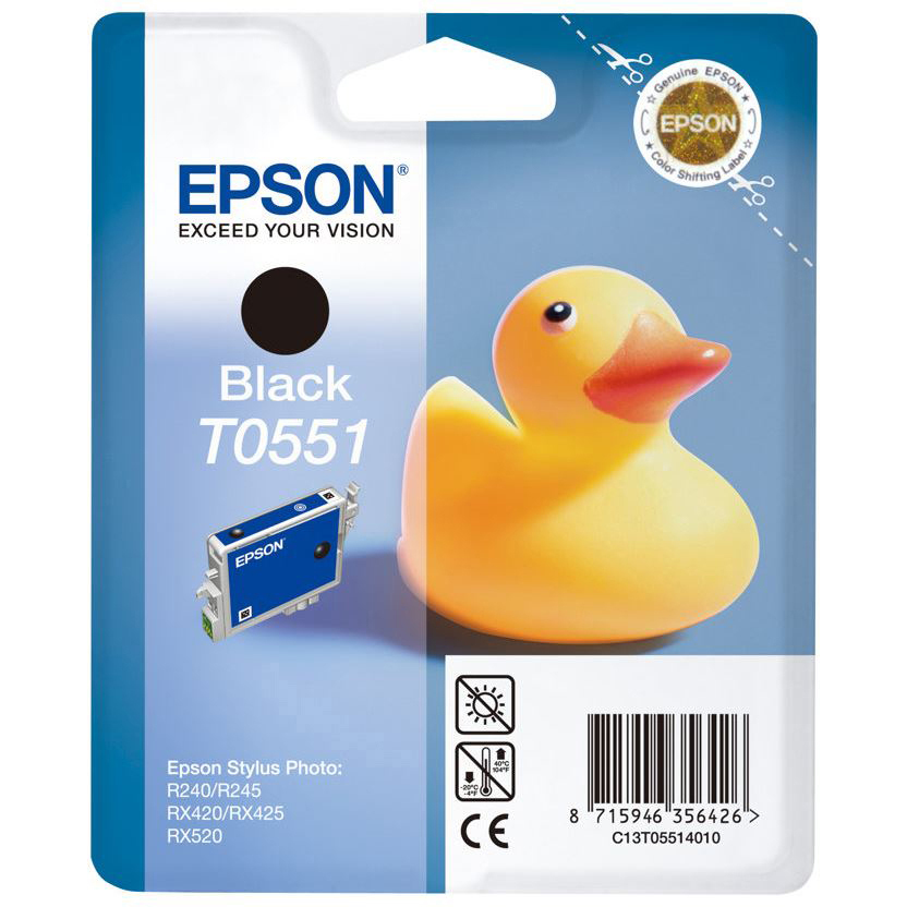 Original Epson T0551 Black Ink Cartridge (C13T05514010) Duck
