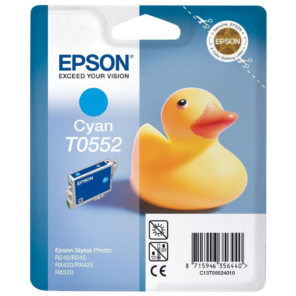 Original Epson T0552 Cyan Ink Cartridge (C13T05524010) Duck