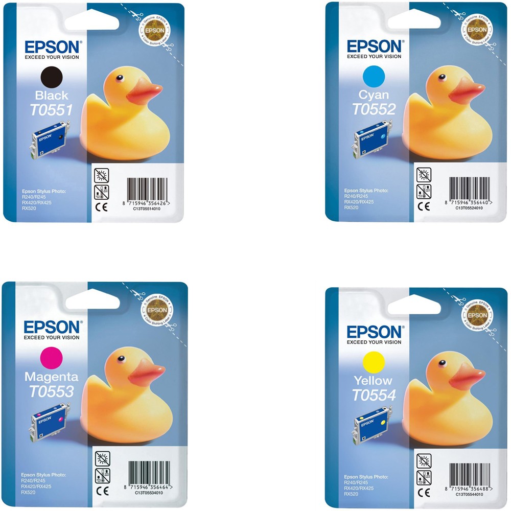 Original Epson T0556 CMYK Multipack Ink Cartridges (T0551/ T0552/ T0553/ T0554) Duck