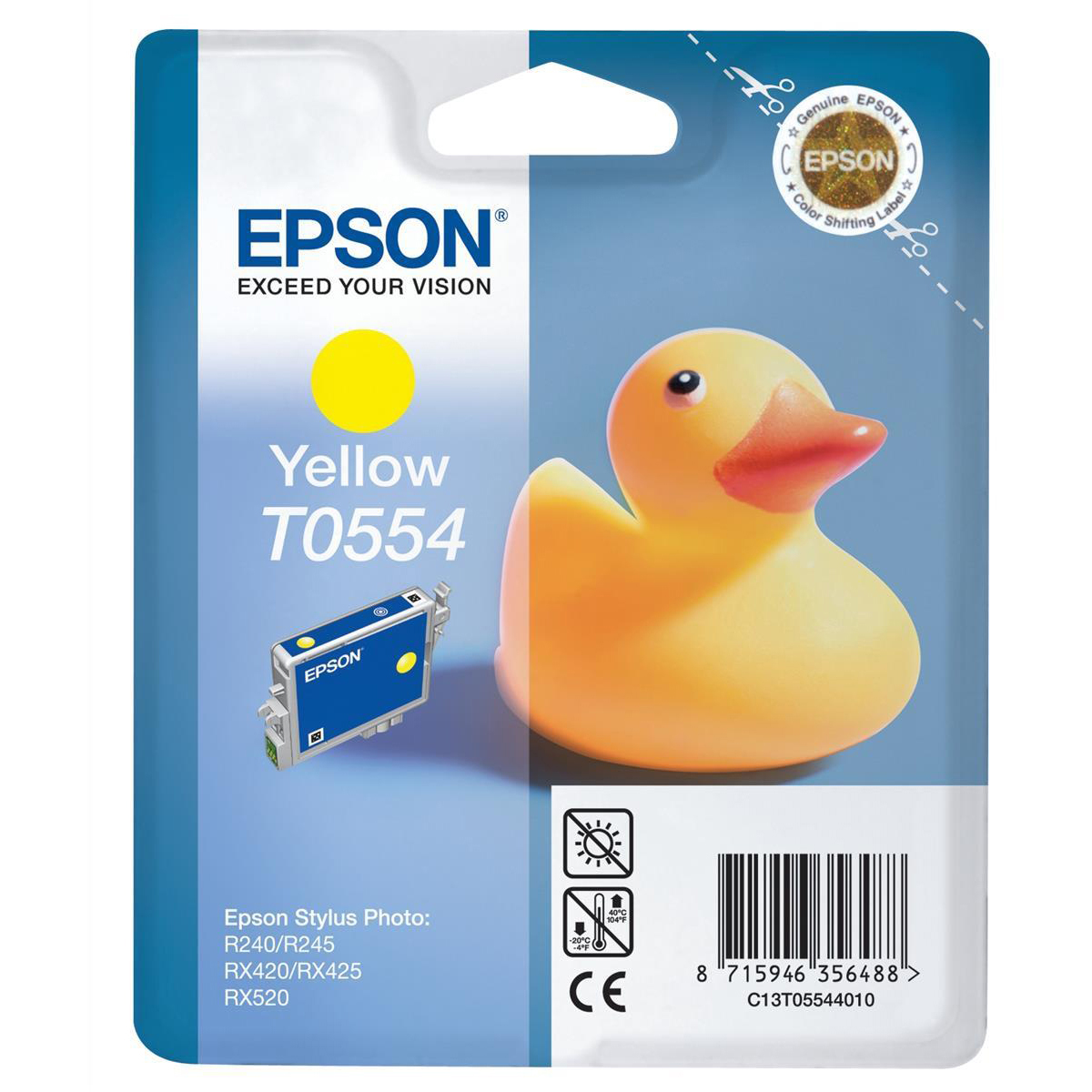 Original Epson T0554 Yellow Ink Cartridge (C13T05544010) Duck